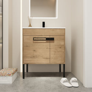 English Elm 30 Inch Bathroom Vanity With Sink – Transform Your Space With Modern, Versatile Design & Storage! W999S00077