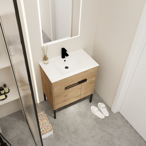 English Elm 30 Inch Bathroom Vanity With Sink – Transform Your Space With Modern, Versatile Design & Storage! W999S00077