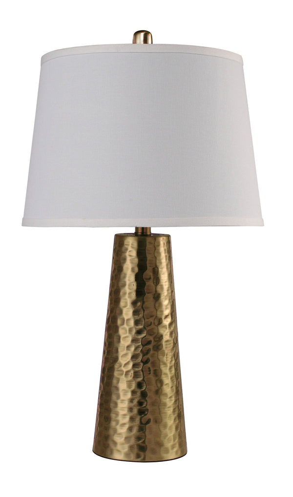 English Elm 25"H Bronze Leaf Hammered Table Lamp with White Fabric Shade, 26" Tall, 100W, Elegant Ambient Glow B080107012