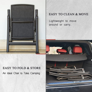 English Elm Folding Patio Chairs Set Of 2 – Lightweight, Adjustable Reclining Sling Chairs For Outdoor Comfort W1859109923