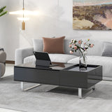 Lift-Top Coffee Table with Hidden Storage Drawer | High-Gloss Finish | Metal Frame | 45.30 x 26.60 x 14.00