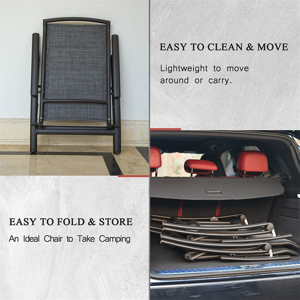 English Elm Folding Patio Chairs - Set Of 2 Lightweight Aluminum Recliners With Adjustable Backrest & Comfort W1859109925