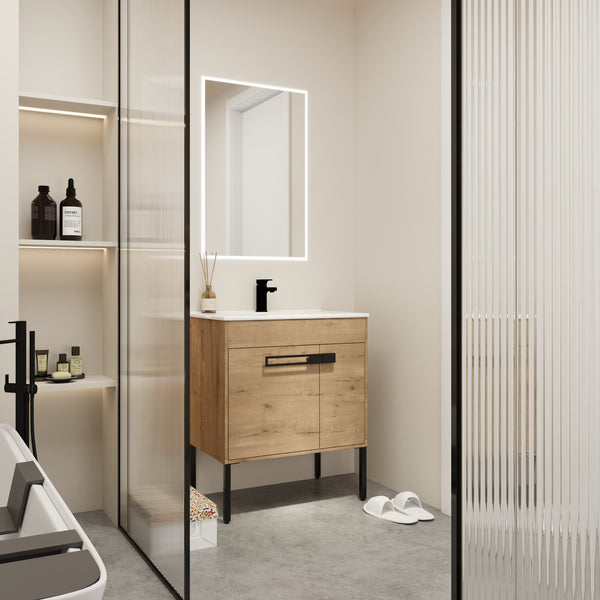 English Elm 30 Inch Bathroom Vanity With Sink – Transform Your Space With Modern, Versatile Design & Storage! W999S00077