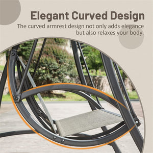 English Elm 2-Seat Patio Swing Chair with Adjustable UV Canopy, Textilene Comfort, Steel Frame, 700lb Capacity W1859110126