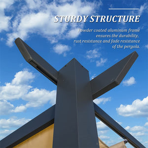 English Elm Outdoor Retractable Pergola - Stylish Weather-Resistant Canopy For Patios, Bbqs, Weddings & Gardens W1859110170-GIGA