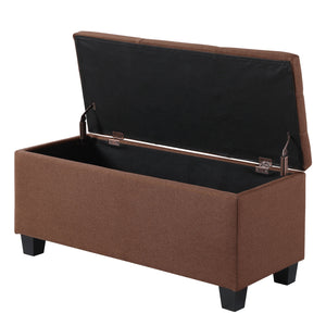 English Elm Large Storage Ottoman Bench Set with 3-Piece Tufted Linen Ottomans, Hidden Storage, 250lb Capacity Brown W142083041