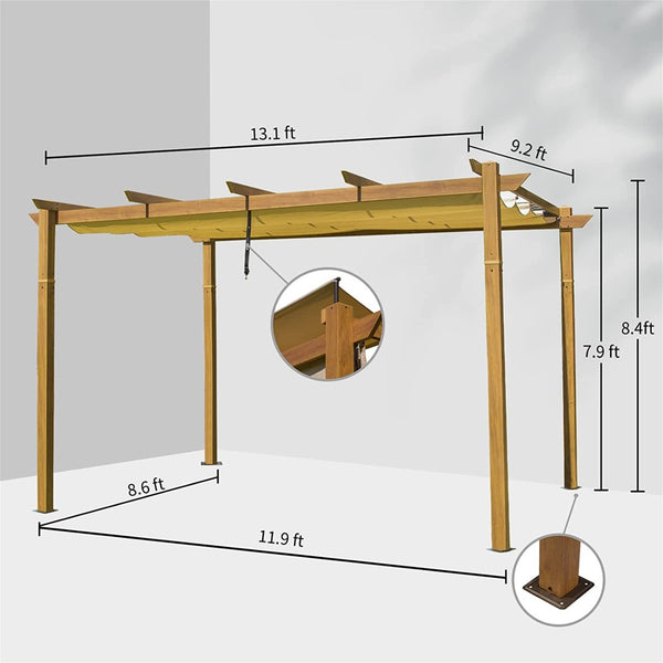 English Elm Outdoor Retractable Pergola – Stylish Aluminum Gazebo With Weather-Resistant Canopy For Any Occasion W1859110171-GIGA