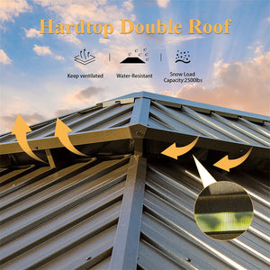 English Elm Hardtop Gazebo Outdoor Aluminum Canopy With Ventilation, Curtains & Grill-Friendly Design For Patios W1859S00043