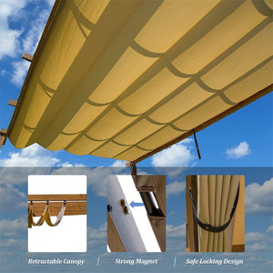 English Elm Outdoor Retractable Pergola – Stylish Aluminum Gazebo With Weather-Resistant Canopy For Any Occasion W1859110171-GIGA