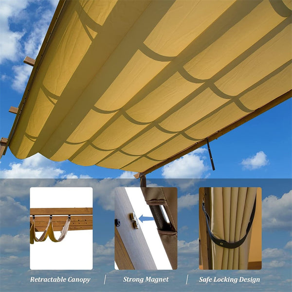 English Elm Outdoor Retractable Pergola – Stylish Aluminum Gazebo With Weather-Resistant Canopy For Any Occasion W1859110171-GIGA