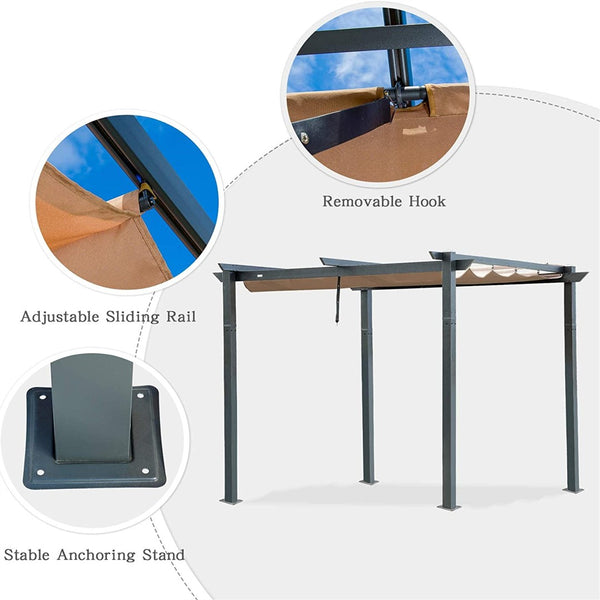 English Elm Outdoor Retractable Pergola With Weather-Resistant Canopy - Durable & Customizable Patio Shade Solution W1859110167-GIGA