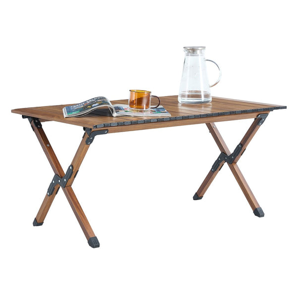English Elm 3-piece Folding Aluminum Camping Table Set with Oxford Cloth Chairs for Outdoor Use W241S00040