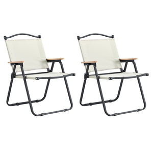English Elm 3-piece Folding Aluminum Camping Table Set with Oxford Cloth Chairs for Outdoor Use W241S00040