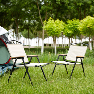 English Elm 2-piece Folding Outdoor Chairs Oxford Cloth Steel Frame Portable Patio Camping Set W24190812