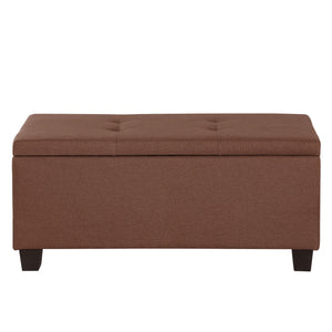 English Elm Large Storage Ottoman Bench Set with 3-Piece Tufted Linen Ottomans, Hidden Storage, 250lb Capacity Brown W142083041