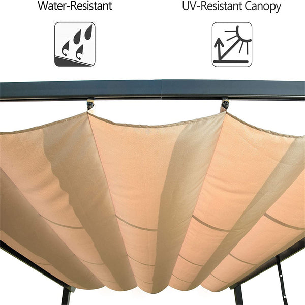 English Elm Aluminum Retractable Pergola with Weatherproof UV-Resistant Canopy, Sturdy Powder-Coated Frame, Beige Shade W1859110168