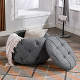 Hearth and Haven Zoey Button Tufted Round Storage Ottoman, Grey and Black W1170101817