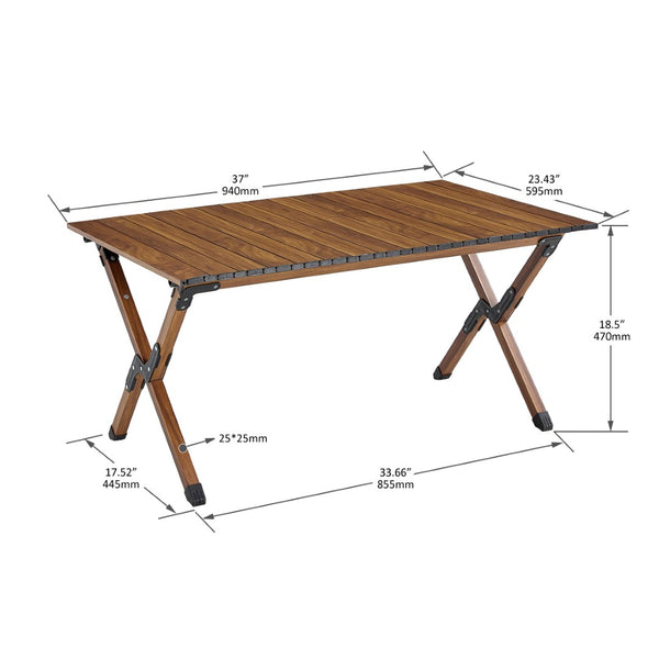 English Elm 3-piece Folding Aluminum Camping Table Set with Oxford Cloth Chairs for Outdoor Use W241S00040