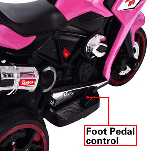 English Elm 12v Kids Ride on Motorcycle Three Wheel Electric Tricycle with Led Lights Bluetooth Pink W1760110303