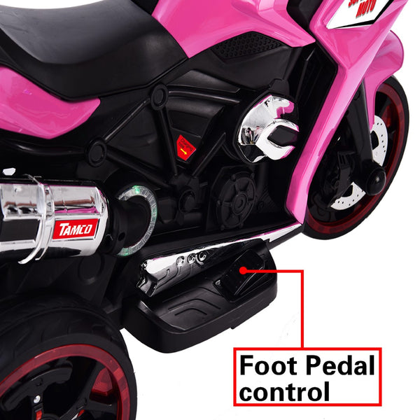 English Elm 12v Kids Ride on Motorcycle Three Wheel Electric Tricycle with Led Lights Bluetooth Pink W1760110303
