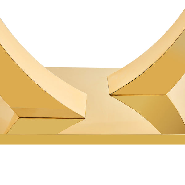 English Elm 1 Elegant Glass Dining Set With 4 Black Chairs - Modern Tempered Glass Table & Gold-Plated Bracket W1151S04202