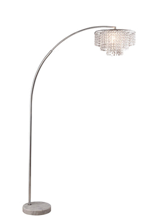 English Elm 86" Glam Silver Chrome Arc Floor Lamp with Marble Base, 2-Tier Cascading Acrylic Beads, Tilt Shade B080107034