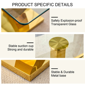 English Elm 1 Elegant Glass Dining Set With 4 Black Chairs - Modern Tempered Glass Table & Gold-Plated Bracket W1151S04202