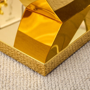 English Elm 1 Elegant Glass Dining Set With 4 Black Chairs - Modern Tempered Glass Table & Gold-Plated Bracket W1151S04202