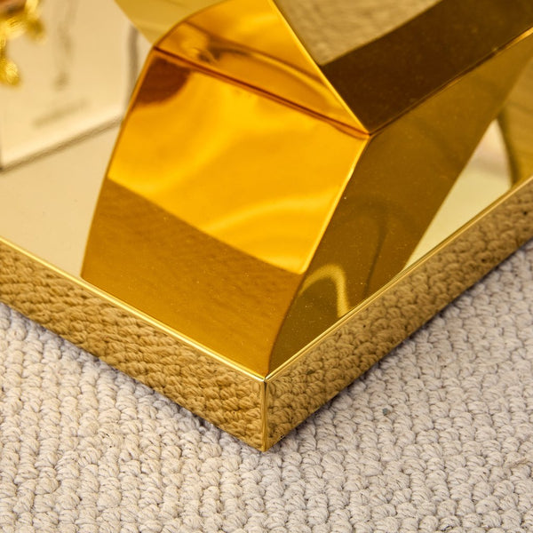 English Elm 1 Elegant Glass Dining Set With 4 Black Chairs - Modern Tempered Glass Table & Gold-Plated Bracket W1151S04202