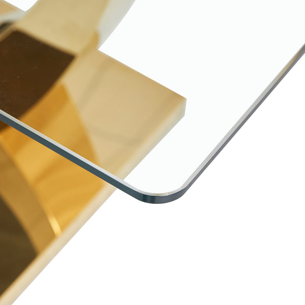 English Elm 1 Contemporary Glass Dining Table Set With 4 Light Gray Chairs - Elegant, Durable, And Easy To Assemble W1151S04201