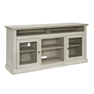 English Elm Contemporary Stone Gray Media Console with Glass Doors Open Shelving Fits 65 Inch Tvs W1758108529