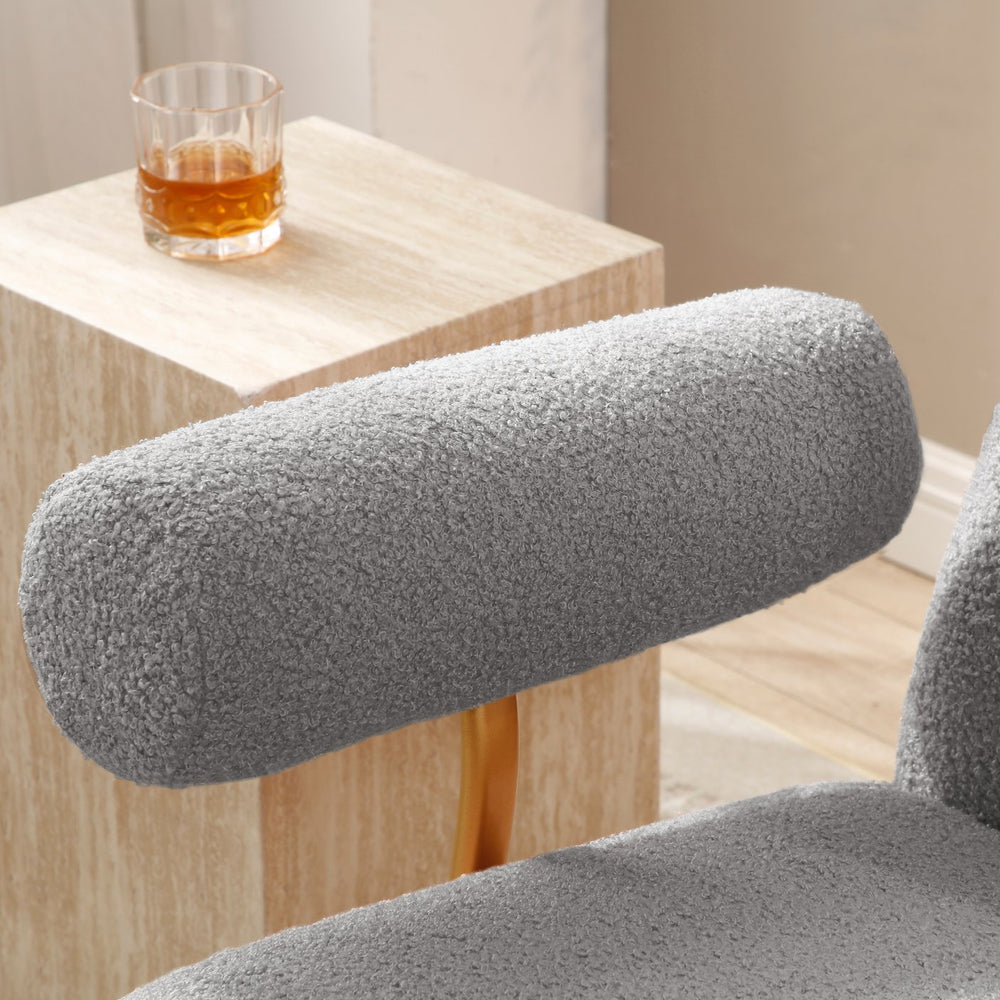 English Elm Modern Sherpa Nursery Rocking Chair - Plush Upholstered Glider with Gold Frame, Cozy Accent Seat for Nursery, Living Room, Bedroom, Office (Grey) W1117104492