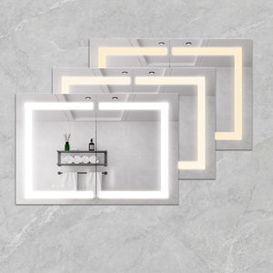 English Elm Bathroom Aluminum Led Mirror Cabinet with Defogger Dimmable Lighting and Glass Shelves W1738100829