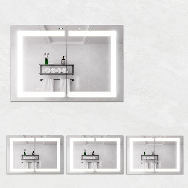 English Elm Bathroom Aluminum Led Mirror Cabinet with Defogger Dimmable Lighting and Glass Shelves W1738100829