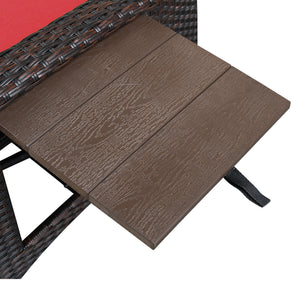 English Elm Outdoor Recliner Chair with Hand-Woven HDPE Rattan, Built-In Side Table, Buckle Recline Comfort Red W1889P177621