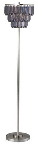 English Elm 60.5"H Contemporary Crystal Shade Floor Lamp with Tiered Chrome Base, Clear Crystal Accents, UL Listed Smoke B080107032
