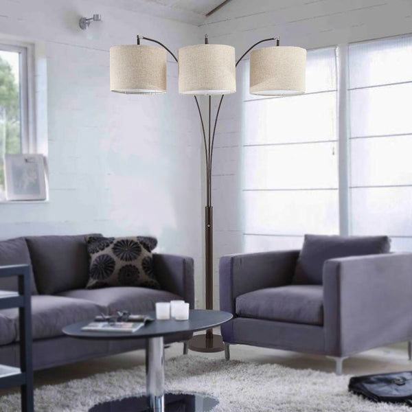 English Elm 84"H Espresso Triple Shade Floor Lamp with Arc Arm, 3 Adjustable Tilting Shades, 3-Way Switch B080107036