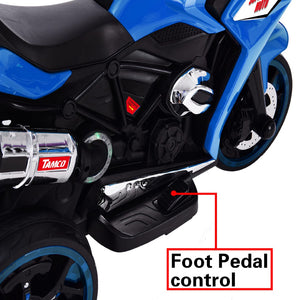 English Elm 12v Kids Ride on Motorcycle Three Wheel Electric Tricycle with Led Lights Bluetooth Blue W1760110301