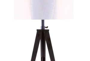 English Elm 65" Crossed Tripod Floor Lamp with Matte Metal Frame and White Fabric Shade, Adjustable 59"-73" Black B080107026