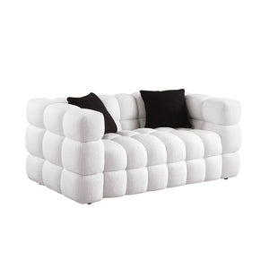 English Elm 62.2length Marshmallow Boucle Sofa 35.83" Deep Cozy Compact 2-Seater for Modern Apartments & Living Rooms White W1099S00159