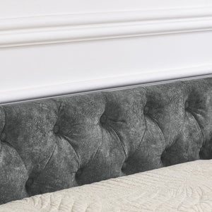 English Elm Queen Upholstery Daybed with Storage Drawers, Tufted Back & Nailhead Arms, 80"x60" Sleeper, 500lb Capacity Grey W1413S00009