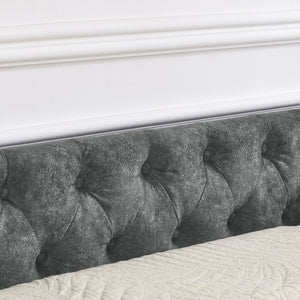 English Elm Queen Upholstered Tufted Daybed Sofa with Storage Drawers and Nailhead Arm Detail W1413S00192