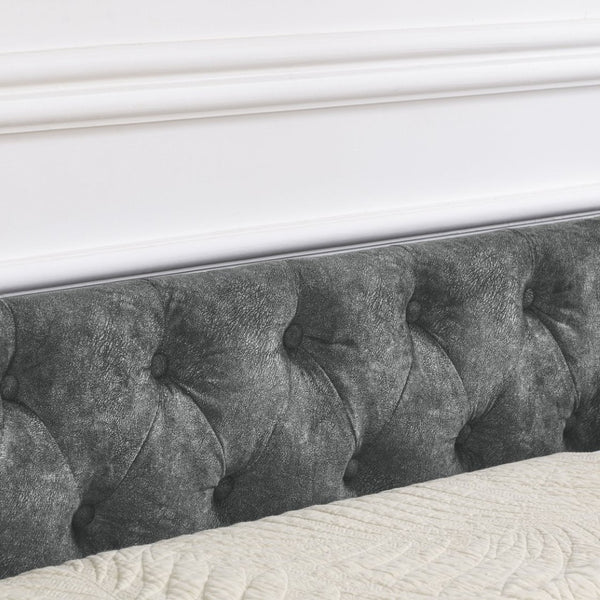 English Elm Queen Upholstered Tufted Daybed Sofa with Storage Drawers and Nailhead Arm Detail W1413S00192
