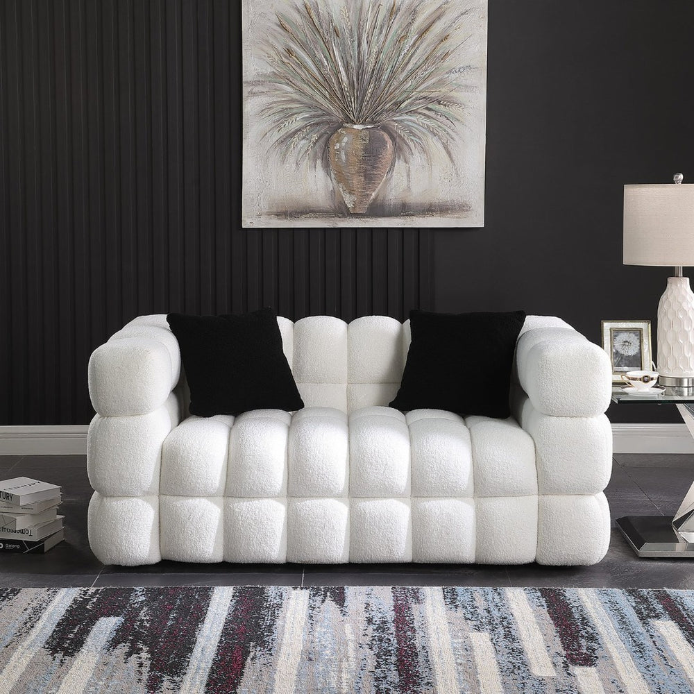 English Elm 102 Inch Linen Modular Sectional Sofa with Hidden Storage and Cloud Cushion Comfort White W1099S00159