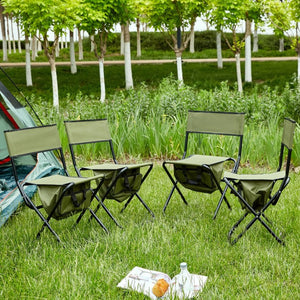 English Elm 4-piece Folding Portable Camping Chair Set with Oxford Cloth and Under-seat Storage Pocket W24172219