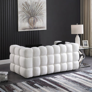 English Elm 62.2length Marshmallow Boucle Sofa 35.83" Deep Cozy Compact 2-Seater for Modern Apartments & Living Rooms White W1099S00159