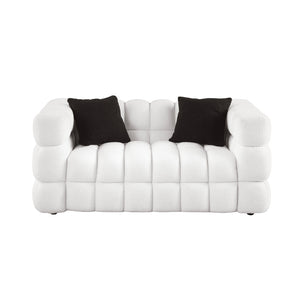 English Elm 62.2length Marshmallow Boucle Sofa 35.83" Deep Cozy Compact 2-Seater for Modern Apartments & Living Rooms White W1099S00159