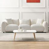 English Elm Mid Century Modern Couch 3-Seater Sofa Upholstered For Living Room, Bedroom, Beige