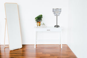 English Elm 27.5"H Contemporary Crystal Shade Table Lamp Chrome Finish – Elegant Metal Base, 18x13.5x7" Compact Accent Lighting B080107007