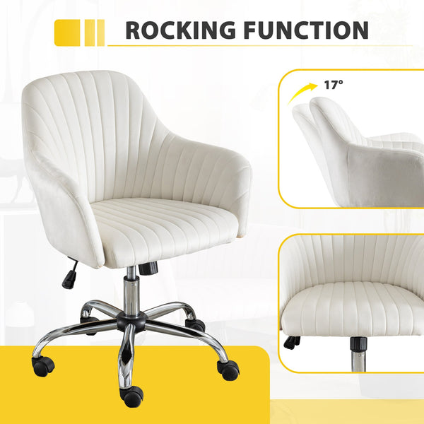 English Elm Accent breathable fleece office leisure chair with streamlined backrest, adjustable height & casters for modern spaces Beige W1521108554